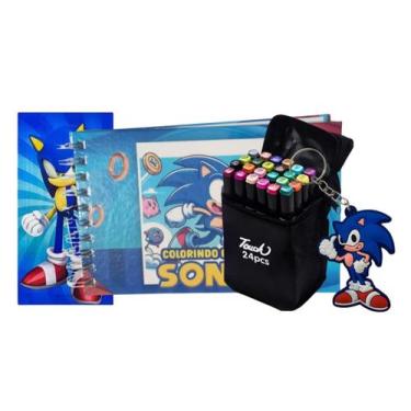 Imagem de Livro Pintura tipo bob goods Sonic 24 canetinhas e acessorios - RGBRAN