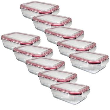 Imagem de Kit 12 Potes De Vidro Tampa Hermética Marmita Fit Colorido Multiuso 37