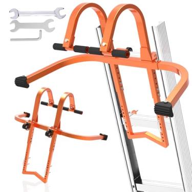 Imagem de Estabilizador de escada 2 em 1 e gancho de escada para cume de telhado, ganchos de teto de escada resistentes com barra em T de aderência de borracha, braços de suporte de escada seguros e estáveis