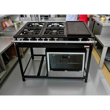 Imagem de Fogão Industrial 4 Bocas 30x30 P5 com Chapa e Forno Leona