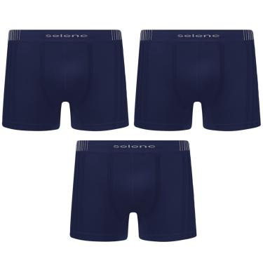 Imagem de Kit 3 Cuecas Boxer Selene Sem Costura Masculino - Marinho