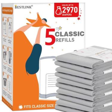 Imagem de Sacos para recarga de baldes de fraldas, pacote com 5, compatíveis com