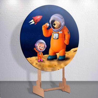 Imagem de Painel Redondo Urso e Menina Mars Capa Sublimada de Festa Tamanho Gran