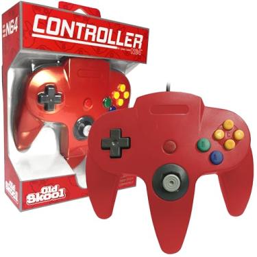 Imagem de Old Skool Classic Wired Controller Joystick Compatible with Nintendo 64 N64 Game System - Red