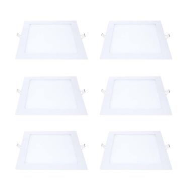 Imagem de Kit 6 Painel Led Embutir Quadrado Luz Fria 6500K 12W 17Cm