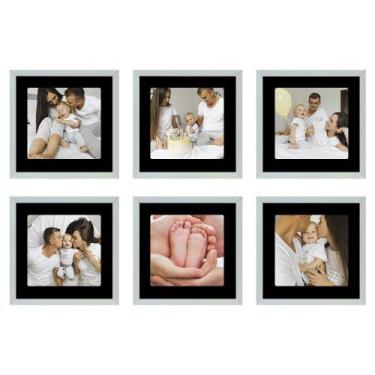 Imagem de Kit 6 Quadros Porta Retrato Foto 15x15 Paspatur Preto 20x20 - SHD Sole
