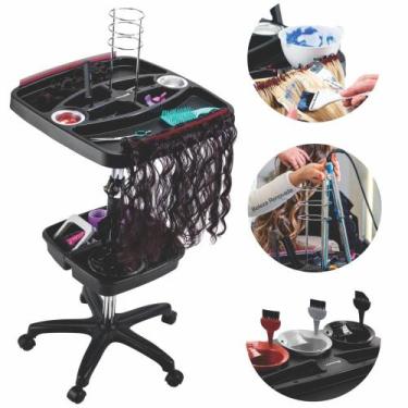 Imagem de Carrinho Auxiliar Mega Hair Dompel Cabelereiro Profissional, Preto