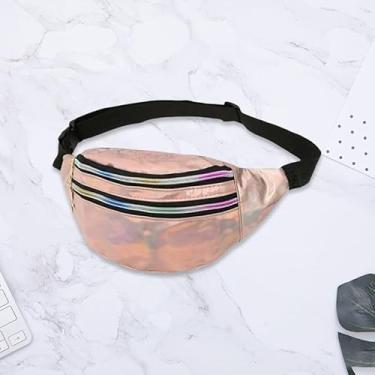 Imagem de Bolsa de peito feminina, bolsa de cintura de grande capacidade com alça ajustável, pochete transversal versátil para uso ao ar livre para mulheres, Champanhe a laser, One Size, uso diário