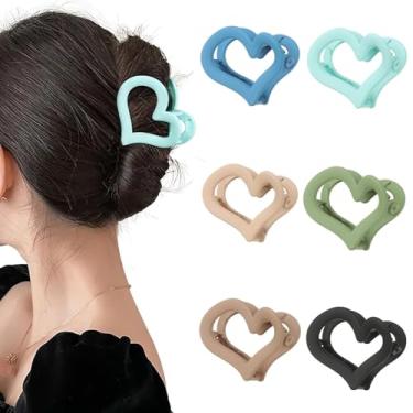 Imagem de 6 clipes havaianos grandes para cabelos grossos e finos - Prendedores de cabelo tropicais de praia para mulheres e meninas (em forma de coração)