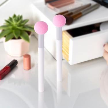 Imagem de 3 peças de esponja corretivo de cogumelo esponja pincel de pó com alça, para pálpebras faciais e nariz, pincéis corretivos para iniciantes