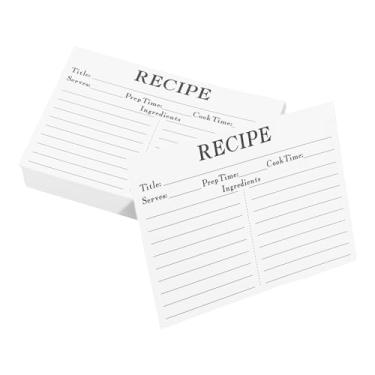 Imagem de Conjunto de 100 cartões de receita dupla face, cartões de receita, portátil, cartões de receita em branco para escrever em suas próprias receitas para chá de panela e casamentos, 16 x 11 cm (branco)