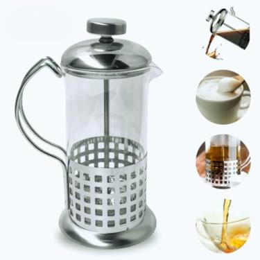 Imagem de Cafeteira Prensa Francesa 350ml Vidro Borossilicato Aço Inox para Café Chá Cremeira para Leite Cremoso Resistente Premium Excelente Sistema de Filtragem Não necessita de filtro de Papel