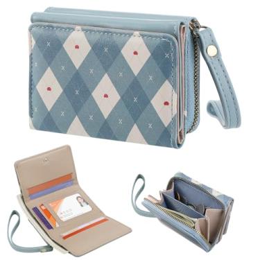 Imagem de Linda carteira xadrez infantil para meninas de 6 a 14 anos – Carteira infantil de Natal, presentes de aniversário para meninas pequenas ou adolescentes, Azul, 4.3 x 3.4 x 1.4 in