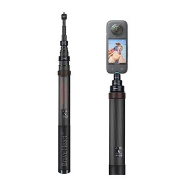 Imagem de Rukkawwa Bastão de selfie invisível de fibra de carbono estendida de 3 m para Insta360 Insta 360 X5/X4/X3/X2/ONE R/RS para acessórios GoPro max para DJI OSMO 360 (café)