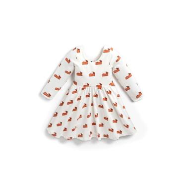 Imagem de MONICA + ANDY Vestido Let's Dance de manga comprida para bebês meninas, Fatia de torta de abóbora, 6-9 Meses