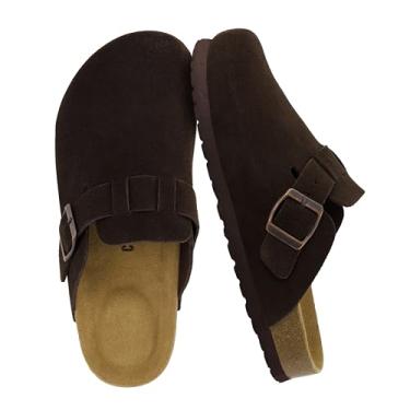 Imagem de CUSHIONAIRE Sapatos femininos Hana Classic Clog – Sapatos femininos confortáveis de camurça de couro genuíno sem cadarço, Chocolate, 40 BR