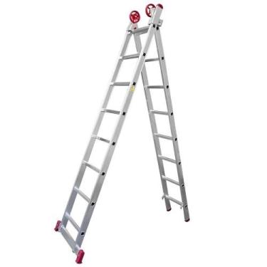 Imagem de Escada Extensiva de Alumínio 8 x 2 Degraus 2,40 x 3,88 Metros EVALD