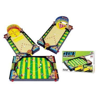 Imagem de Jogo 3x1 SportGame Mini Futebol Boliche Tiro ao Alvo Braskit