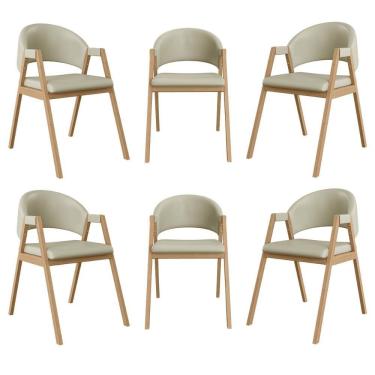 Imagem de Kit 6 Cadeiras Para Mesa De Jantar Moderna Courino Balaqui Bege