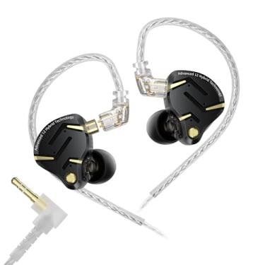 Imagem de KZ ZS12 Pro 5.1 cm Ear Monitor IEM, 1DD+5BA Hybrid Driver Fones de ouvido para jogos com fio, graves potentes KZ IEMs para jogos, fones de ouvido intra-auriculares HiFi com cabo destacável para