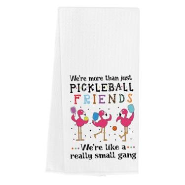 Imagem de WINGTECA Toalhas de cozinha de pickleball flamingo rosa toalhas de prato de verão decoração de cozinha presentes para mulheres homens amantes de pickleball amigos waffle tecer chá toalha de mão para