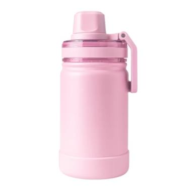 Imagem de Garrafa Térmica Inox 350ml com Canudo, Alça Ergonômica e Base de Borracha Antiderrapante (Rosa)