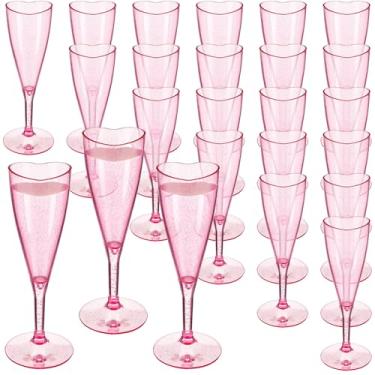 Imagem de FillTouch 24 peças taças de champanhe em forma de coração, taças de plástico para dia dos namorados, taças de champanhe descartáveis de 125 g para casamento, despedida de solteira, chá de noiva, festa
