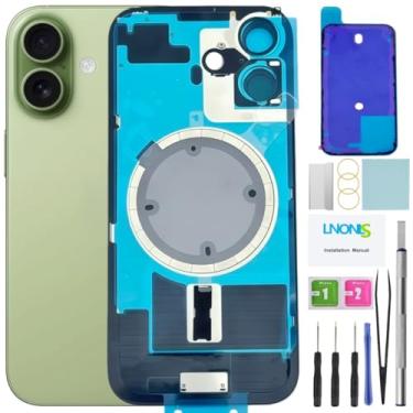 Imagem de LNONLS Substituição de vidro traseiro 17 para iPhone 17 com moldura Magesafe à prova d'água Kit de ferramentas de reparo profissional (Sage)