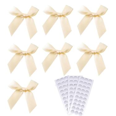 Imagem de 50 peças de laços torcidos com 70 adesivos de dupla face, laços de fita de cetim de 7 cm para embrulhar presentes, sacos de petiscos, cartões de doces, artesanato, decorações de árvore de Natal