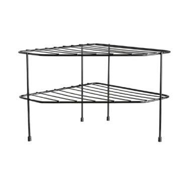 Imagem de Organizador de Armario Prateleira Porta Pratos 3 Andares Grande Para Cozinha(Prateleira 2 Andares Preto)