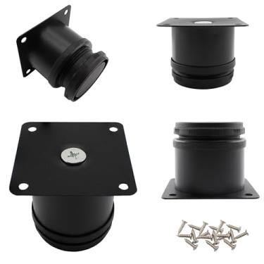 Imagem de Lamvbls Pernas de móveis de aço inoxidável 5 cm, pernas ajustáveis, pernas de substituição de metal preto, pernas redondas de armário para mesa de café, armário de mesa, sofá, prateleiras, conjunto de