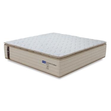 Imagem de Colchão King Probel Molas Ensacadas Pillow Top 193x203x30cm Guarda Costas Genova Branco/Bege
