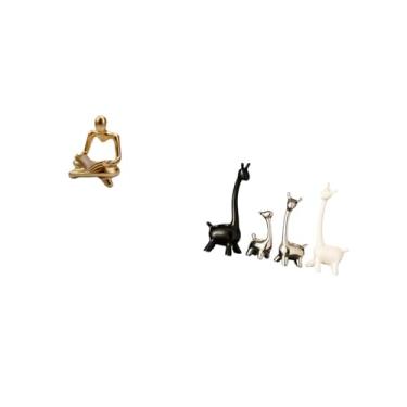 Imagem de Fenteer Estátua de Girafa Criativa E Abstrata, Escultura Artesanal, Decoração de Cerâmica, Peça Central de Mesa Moderna para Sala de Estar, Mesa, Escritório,