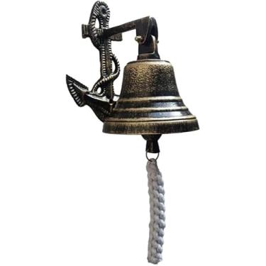 Imagem de Campainha de âncora – Campainha grande montada na parede para casa, pub, escritório, escola, – sino de jantar de latão alto para uso interno e externo – Campainha náutica marinha para últimos pedidos
