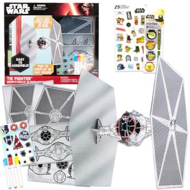 Imagem de STAR WARS Kit de modelo 3D Tie Fighter – Pacote com design e exibição em papel 3D kit de adesivos Imperial Fleet Tie Fighter Plus, mais decoração de quarto suspenso
