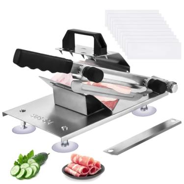 Imagem de Máquina de cortar carne manual, cortador de aço inoxidável de espessura ajustável, inclui lâmina sobressalente, 10 sacos, chave inglesa para uso comercial e doméstico