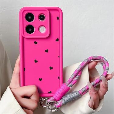Imagem de Para Xiaomi Redmi 14T 13T 15 Pro 14C Note 14 Pro Plus Poco X7 F6 M6 C75 Pulseira com alça de corrente em formato de coração, JGS1247, Rosa, SS, para Xiaomi 15