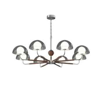 Imagem de Luminária pendente minimalista e personalizada em estilo italiano - Acabamento em nogueira antiga | Ideal para sala de estar, sala de jantar e hall de entrada | Zhongshan Lighting (8 lâmpada