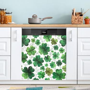 Imagem de ATTX Capa magnética para lava-louças do trevo do Dia de São Patrício, 58,4 cm C x 66 cm A, decoração da capa da máquina de lavar louça, decalques para armários domésticos e eletrodomésticos adesivos