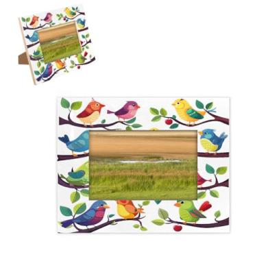 Imagem de hongjinglin Porta-retrato de 12,76 x 17,78 cm de madeira, mola, animal, colorido, com tapete para parede e mesa, para decoração de casa e amigos da família, ideias de presente de casamento