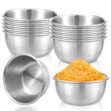 Imagem de Copos de molho de aço inoxidável, ramequins de metal reutilizáveis de 51 g, copos redondos individuais para condimentos, recipientes pequenos para molho - pacote com 12