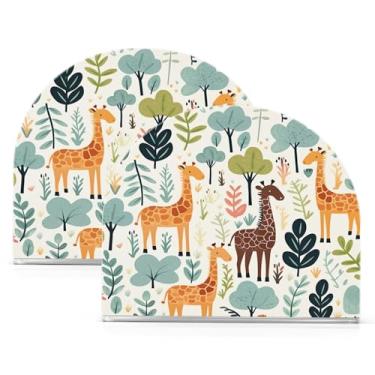 Imagem de Wassud Padrão de selva com girafas suporte de guardanapo acrílico, dispensador de guardanapo de papel moderno em forma de U para mesa, cozinha, sala de jantar, bancada 2 peças (comporta 50-60