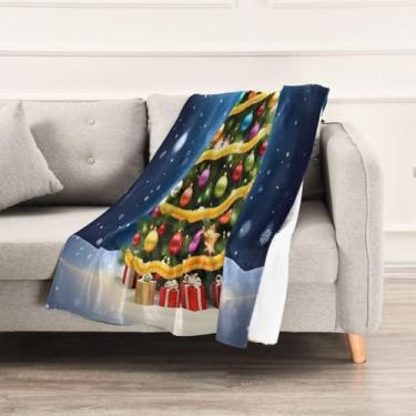 Imagem de Wassud Cobertores e mantas de Natal 152 x 228 cm, cobertor mágico de árvore de Natal para sofá, cadeira, decoração de casa