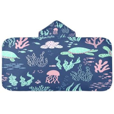 Imagem de CEBUGI Toalha de banho com capuz para crianças toalha de banho macia absorvente com capuz 127 x 59,7 cm toalha de banho de praia para meninos e meninas