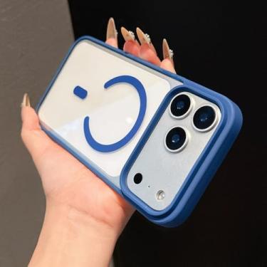 Imagem de Capa transparente em acrílico para iPhone 17 Air, 17 Pro Max, 16, 15, 14 Pro Max Plus, 13, 12 Mini, 11, 16E, SE4 e 17 Pro, na cor azul escuro. Compatível também com iPhone 14 Plus.