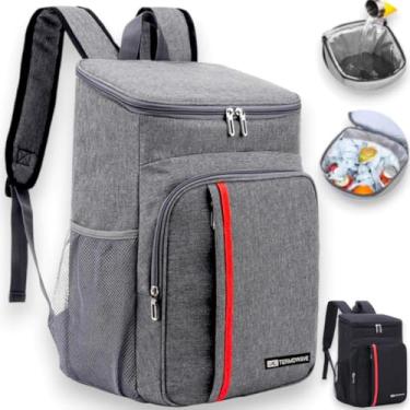 Imagem de Mochila Térmica Impermeável, Poliéster Resistente à Água, 20L, Compartimento Acolchoado para Notebook, Porta USB Externa, Adulto Unissex (Cinza)
