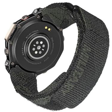 Imagem de HEMSUT Pulseiras de relógio compatíveis com Amazfit T-Rex 3 e T-Rex 3 Pro, pulseira esportiva de nylon resistente, camuflagem militar preta/verde