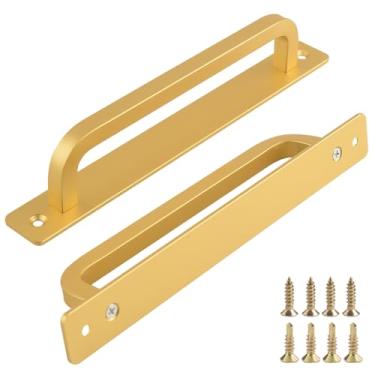 Imagem de funifiti Pacote com 5 puxadores de porta de tela deslizante dourados, puxadores de armário modernos, puxadores de armário de banheiro de 20 cm de comprimento, puxadores com placa traseira, puxadores