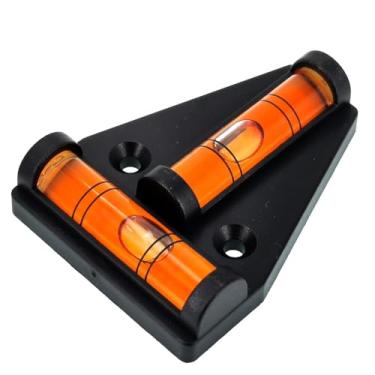 Imagem de YANNLIHONG Mini plataforma de nível em forma de T, régua magnética de nível de acrílico de 4 funções, 3 x 0,9 cm, preta com bolha laranja (preto vermelho)