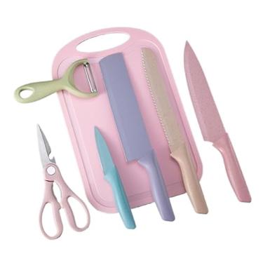 Imagem de Facas Colorido Inox Com 6 Peças Sobre O Conjunto De Utensilio De Cozinha Em Inox (Afiador)